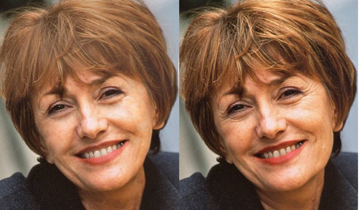 کنٹورنگ سے پہلے اور بعد میں چہرے کی تصویر۔